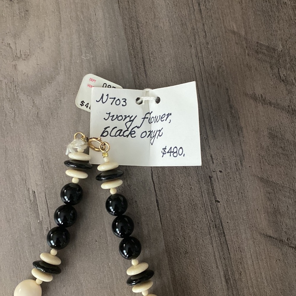 Custom Ivory and Black Onyx Necklace - Picture 2 of 3